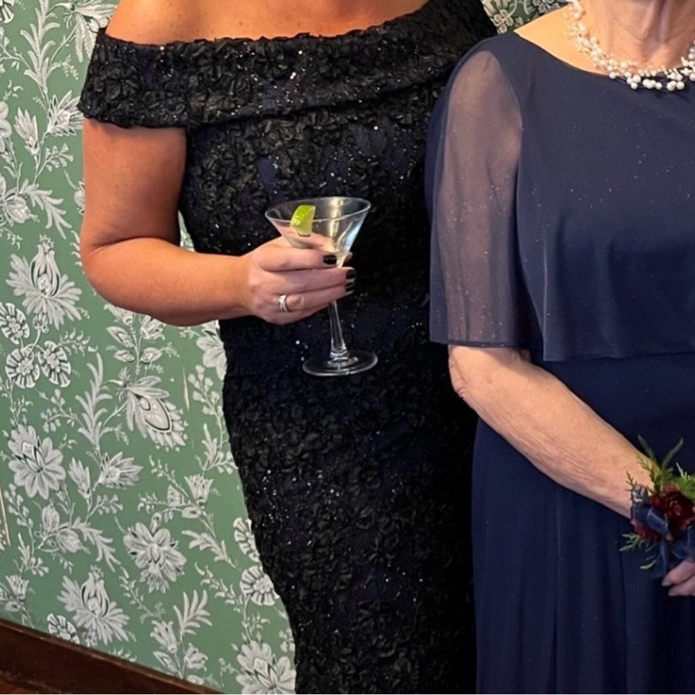Xscape Navy Blue Off-Shoulder Dress - Picture 7 of 8